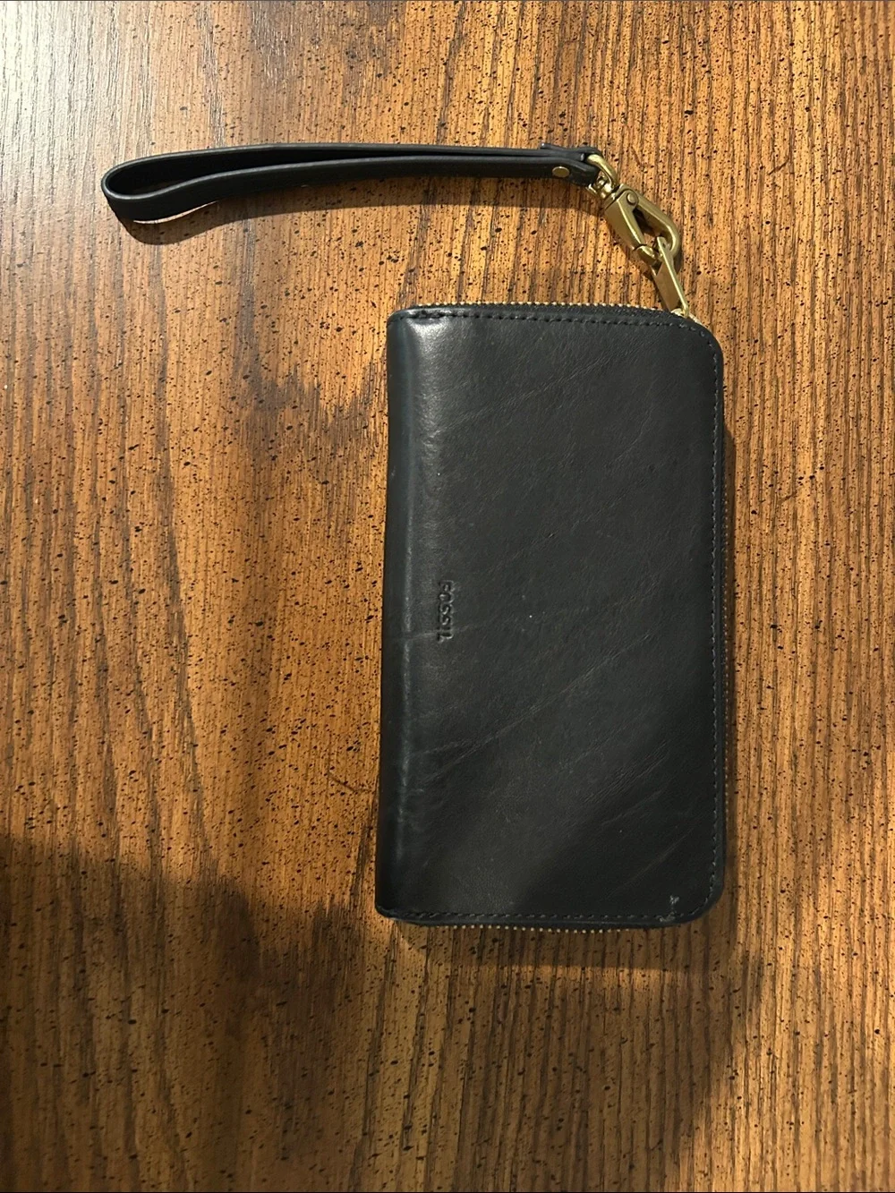 Fossil Black Leather Wristlet Wallet